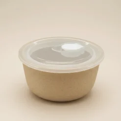 2-pk Porselenskål med lokk og ventil beige
