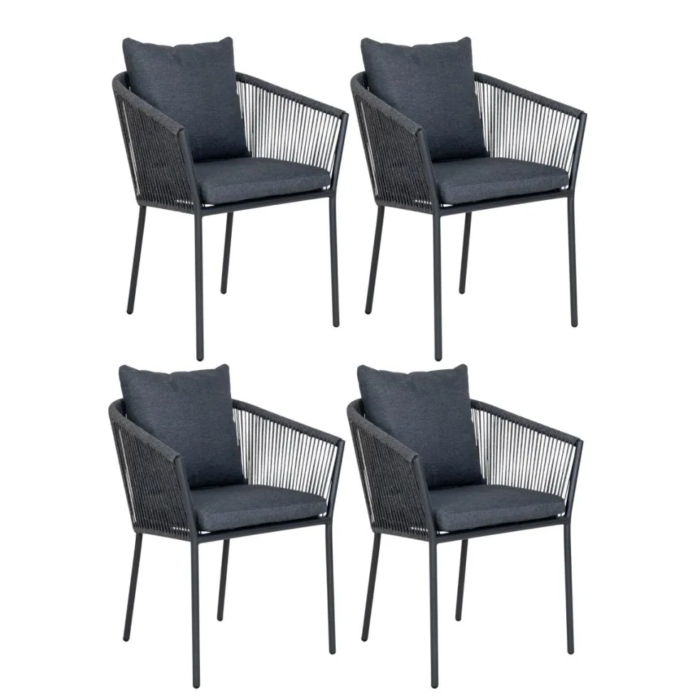 4-pk Salerno hagestol mørkegrå