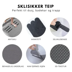 24-pk Selvklebende antiskli, grå