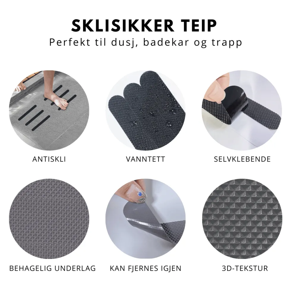 24-pk Selvklebende antiskli, grå
