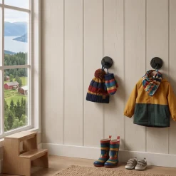 4-pk Selvklebende knagg, sort matt