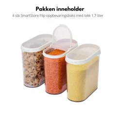 3-pk SmartStore Flip oppbevaringsboks med lokk 1,7 liter