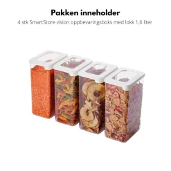 4-pk SmartStore vision oppbevaringsboks med lokk 1,6 liter