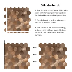 10-pk Sofie hexagon selvklebende veggfliser