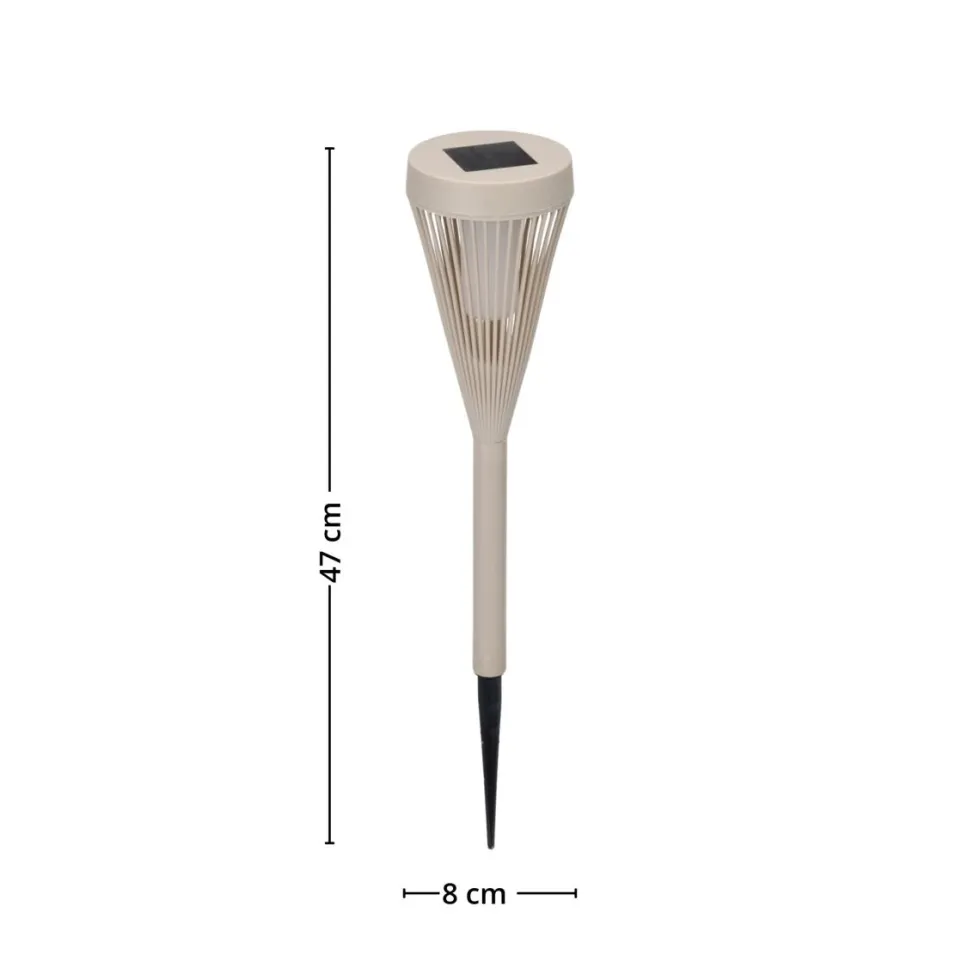 3-pk Solcellelykt beige 8 x 47 cm