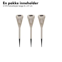 3-pk Solcellelykt beige 8 x 47 cm