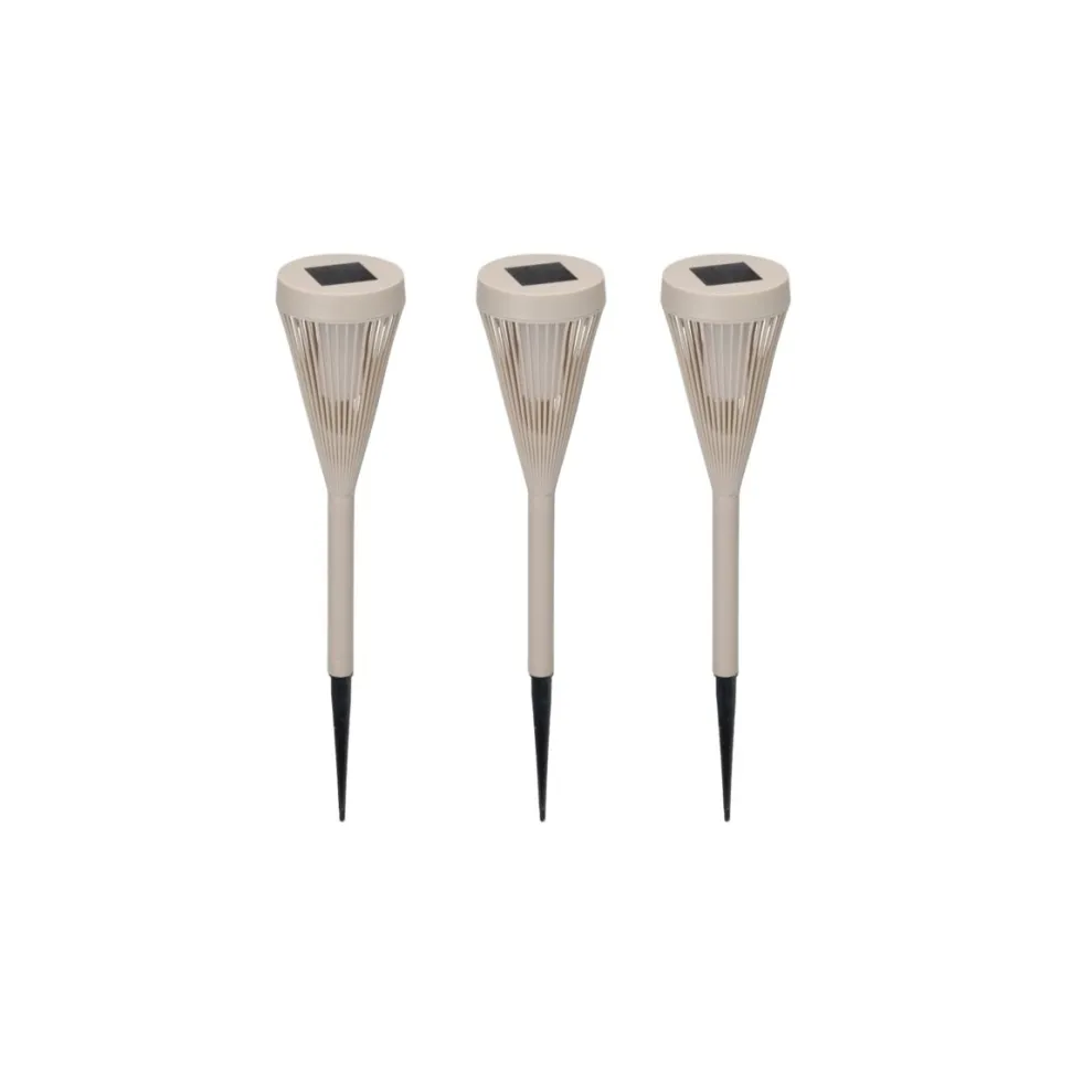 3-pk Solcellelykt beige 8 x 47 cm