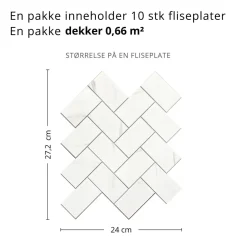 10-pk Stein fiskeben marmor selvklebende veggfliser