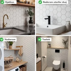 10-pk Stein hexagon marmor veggfliser