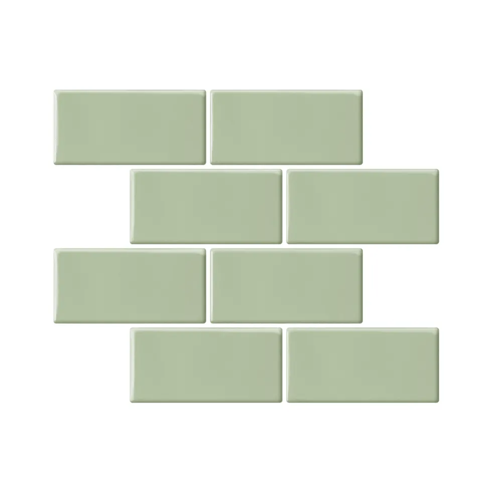 10-pk Subway sage green selvklebende veggfliser