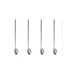 4-pk sugerør med skje + børste 21,5 cm