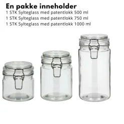 3-pk Sylteglass med patentlokk sett