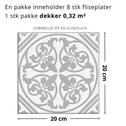 8-pk Tavira antikk selvklebende fliser