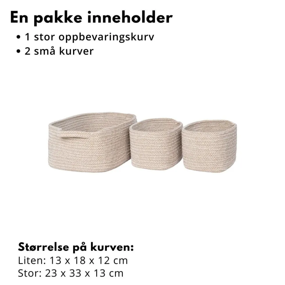 3-pk Teixo oppbevaringskurv