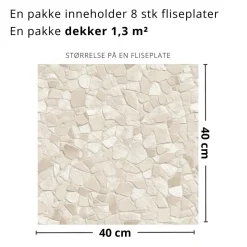 8-pk Tuscany Stone selvklebende fliser