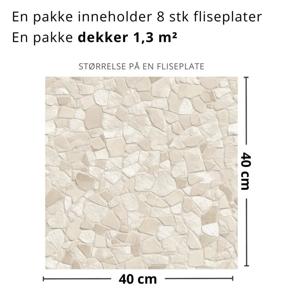 8-pk Tuscany Stone selvklebende fliser