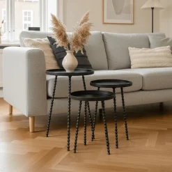Salvo sidebord sett med 3 bord sort