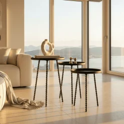 Salvo sidebord sett med 3 bord sort