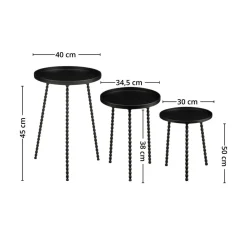 Salvo sidebord sett med 3 bord sort