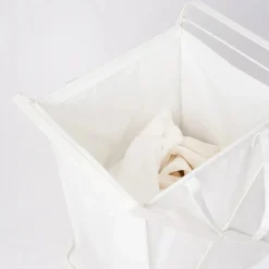 Sammenleggbar skittentøyskurv med avtakbar pose hvit 45 liter