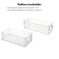 Sett med oppbevaringsbokser transparent