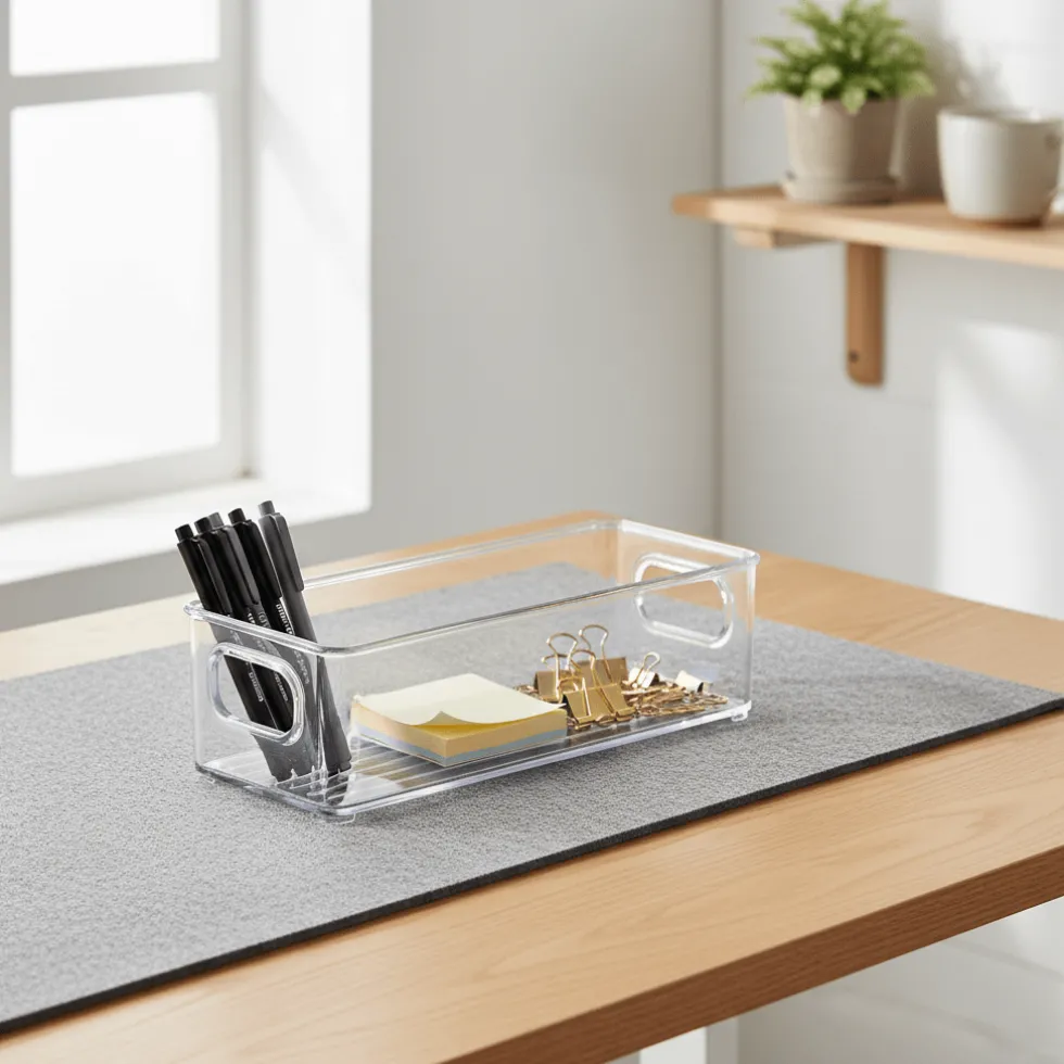 Sett med oppbevaringsbokser transparent
