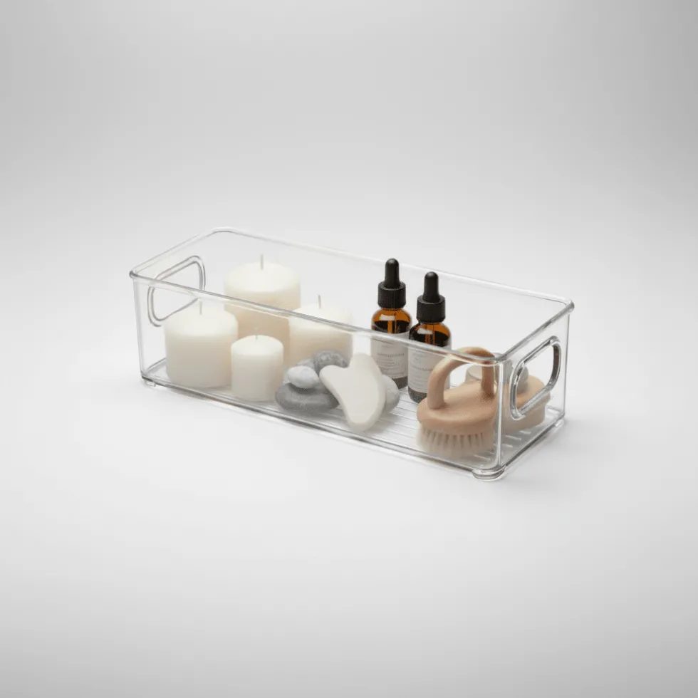 Sett med oppbevaringsbokser transparent