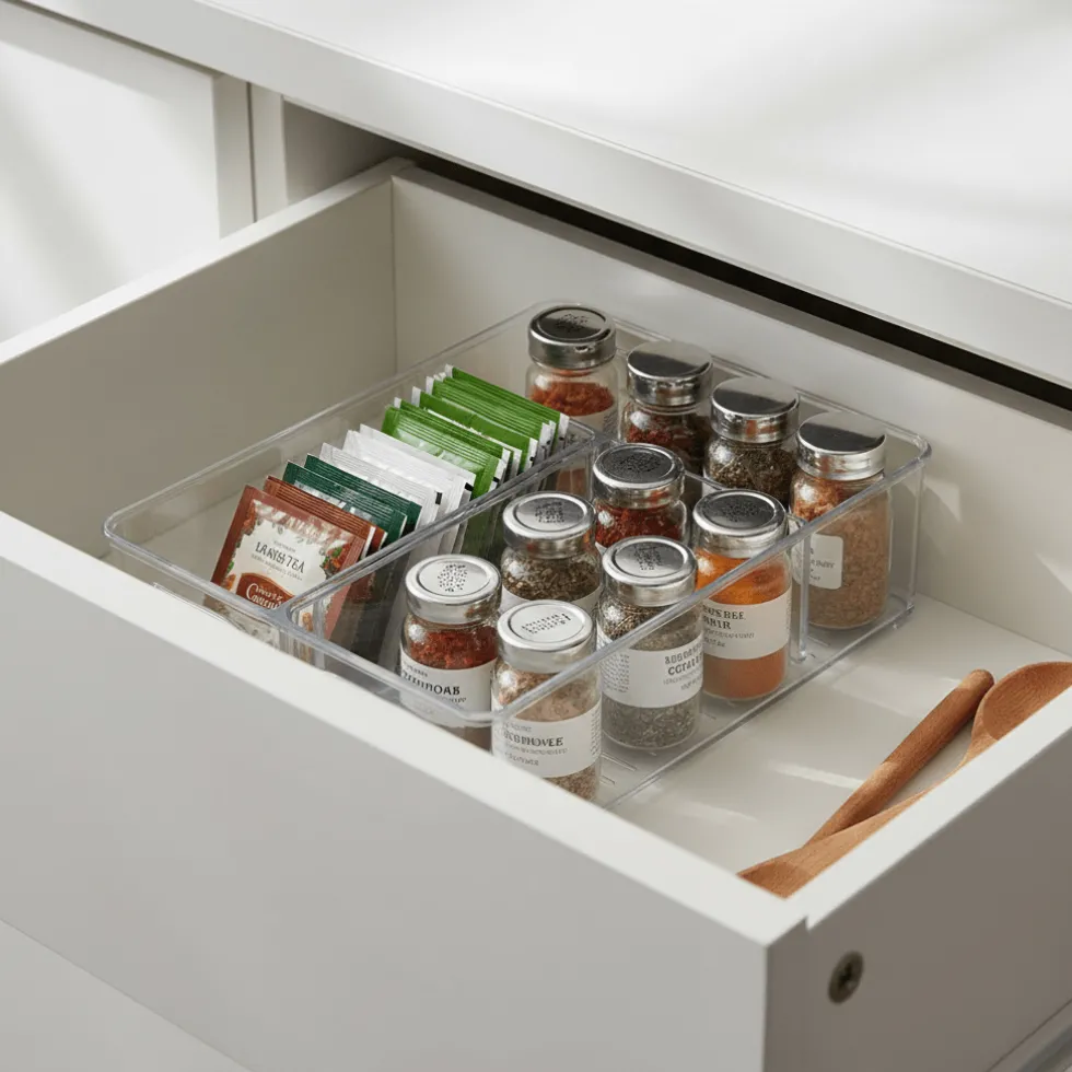 Sett med oppbevaringsbokser transparent