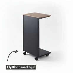 Sidebord med hjul sort 55 x 31 cm