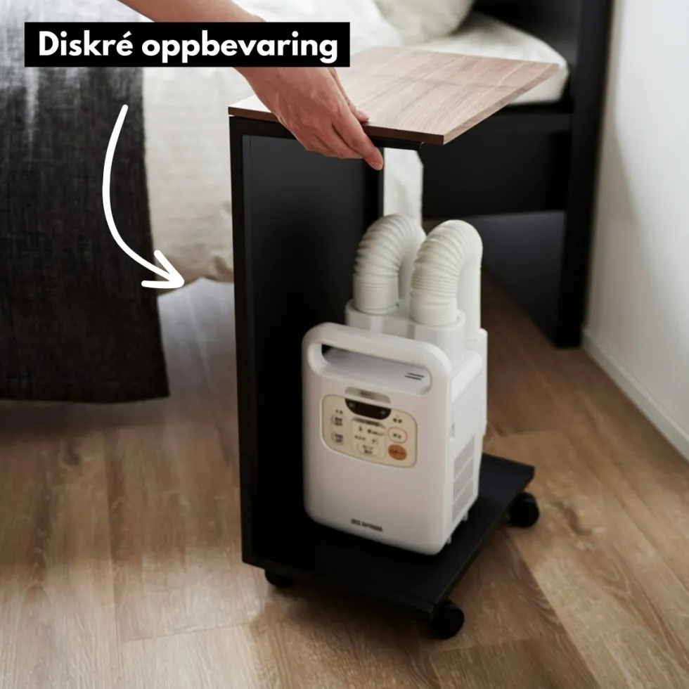 Sidebord med hjul sort 55 x 31 cm