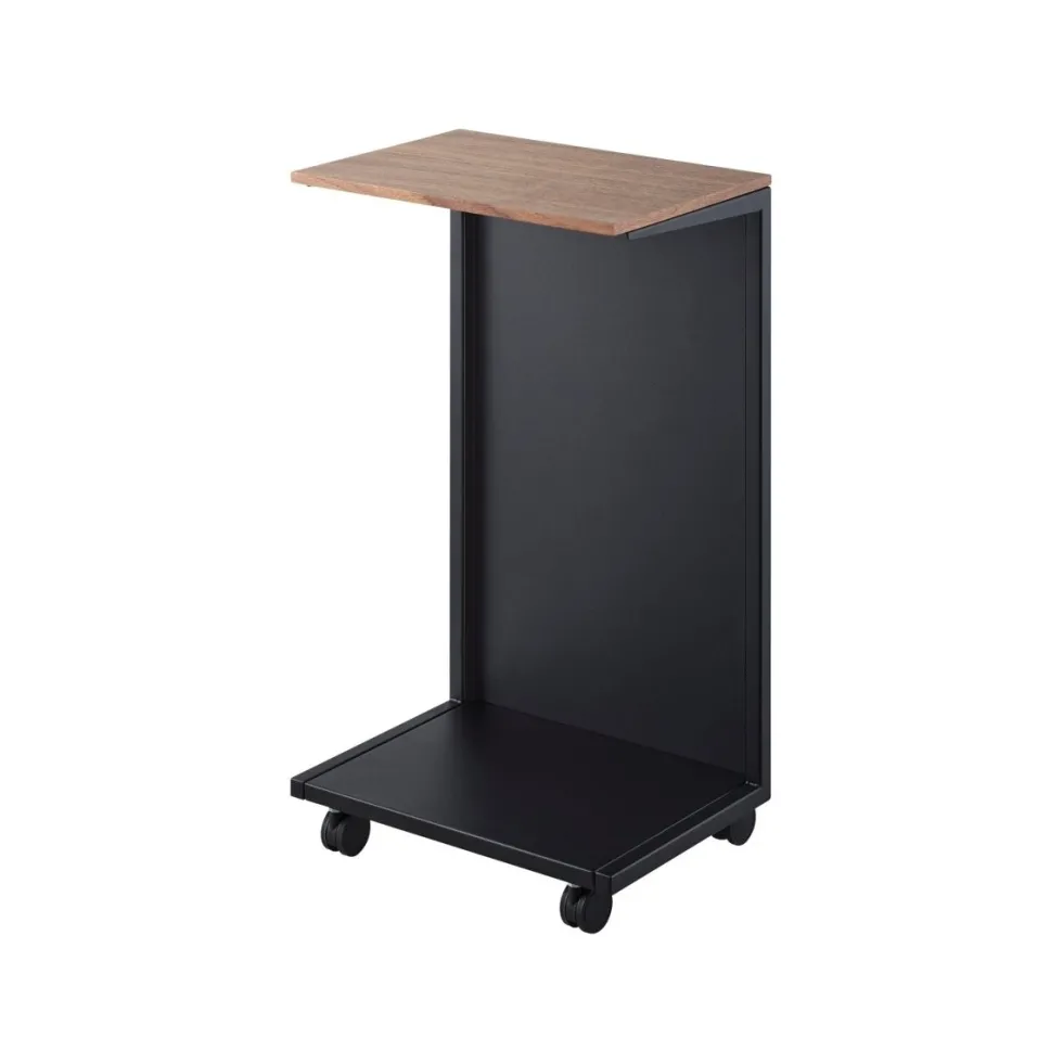 Sidebord med hjul sort 55 x 31 cm