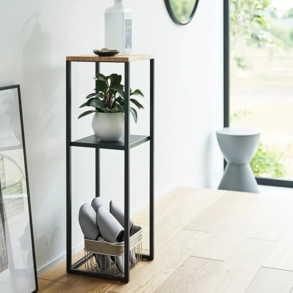 Sidebord med hylle sort 80 x 25 cm