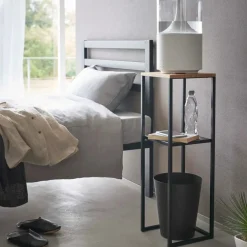 Sidebord med hylle sort 80 x 25 cm