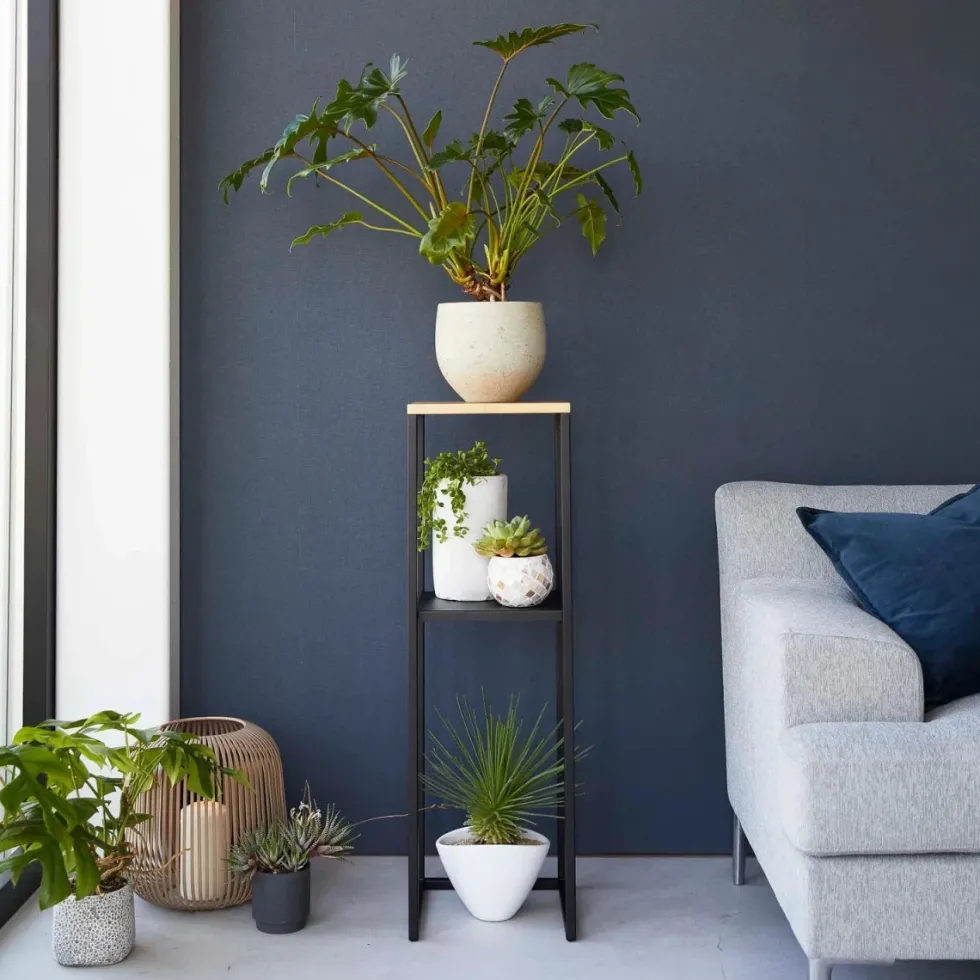 Sidebord med hylle sort 80 x 25 cm
