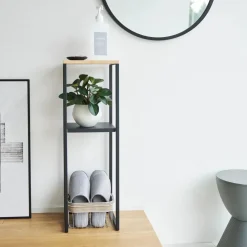 Sidebord med hylle sort 80 x 25 cm