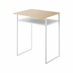 Sidebord med treplate og uttrekkbar hylle hvit 53 x 45 x 66,8 cm