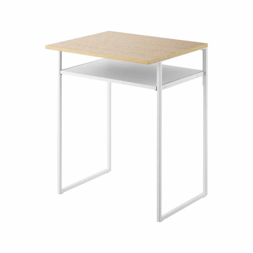 Sidebord med treplate og uttrekkbar hylle hvit 53 x 45 x 66,8 cm