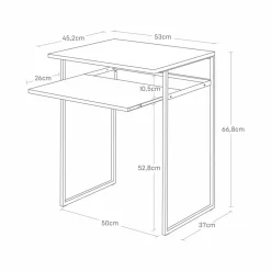 Sidebord med treplate og uttrekkbar hylle hvit 53 x 45 x 66,8 cm