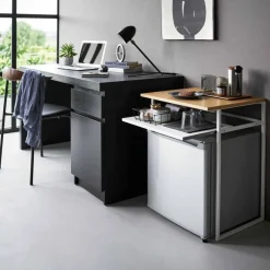Sidebord med treplate og uttrekkbar hylle hvit 53 x 45 x 66,8 cm