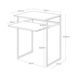 Sidebord med treplate og uttrekkbar hylle sort 53 x 45 x 66,8 cm