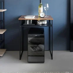 Sidebord med treplate og uttrekkbar hylle sort 53 x 45 x 66,8 cm
