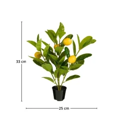 Sitrontre kunstig grønn med sitroner og potte 33 x 25 cm