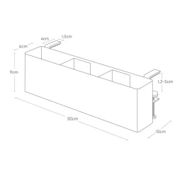Smart oppbevaringsboks til bord, sort 30 x 10 cm