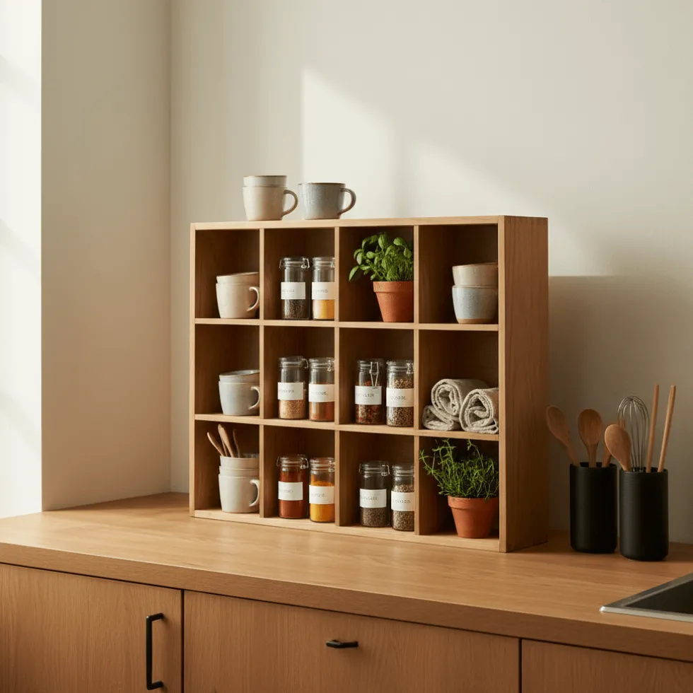 Soria vegghylle eik og eikefiner natur 39 x 11 x 51 cm