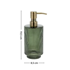 Såpedispenser Clarity mørkegrønn i rillet glass 19,5 cm