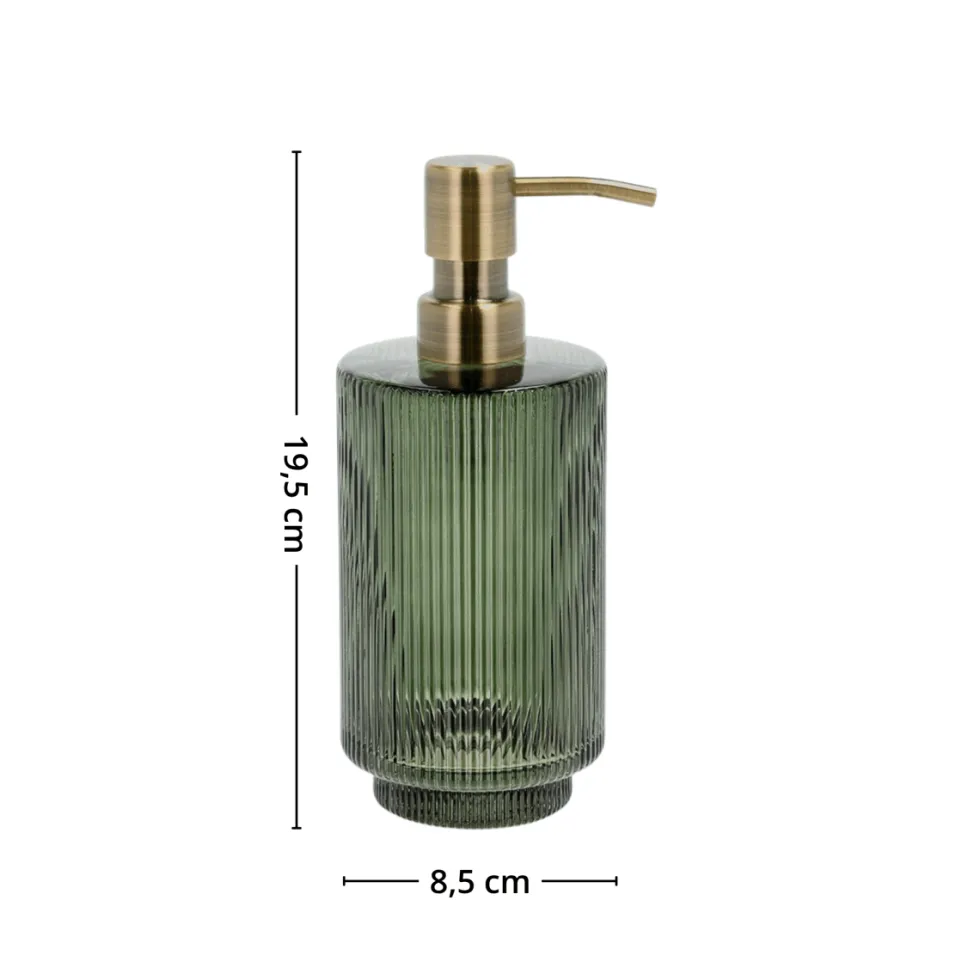 Såpedispenser Clarity mørkegrønn i rillet glass 19,5 cm