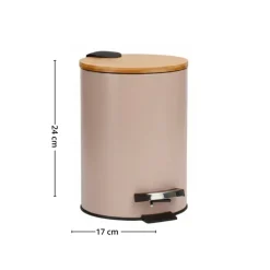 Søppelbøtte 3 liter metall/bambus beige