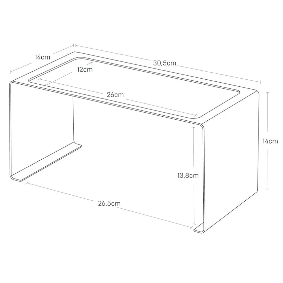 Stabelbar hylle smal hvit 30,5 x 14 cm