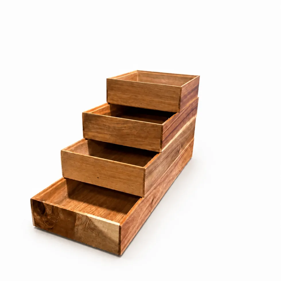 Stabelbar organiseringsbrett i tre/akasie 37,5 x 15 x 5 cm