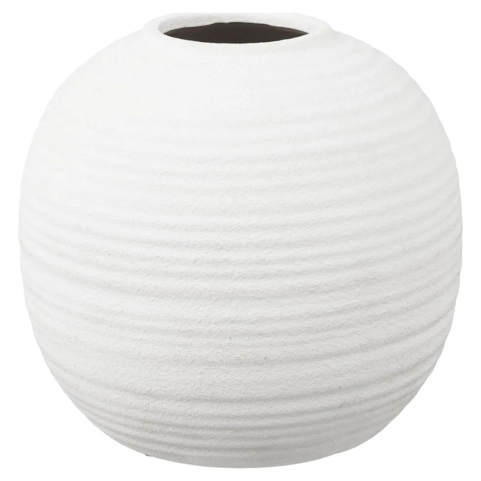 Stor rund vase keramisk hvit ø 30 cm